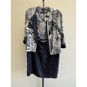 Dana Kay Monochrome Patterned Midi Dress with Jacket